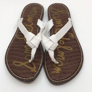 Sam Edelman Giles Flip Flops White Leather Sandals Size 9